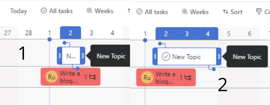 Assign due dates in timeline layout