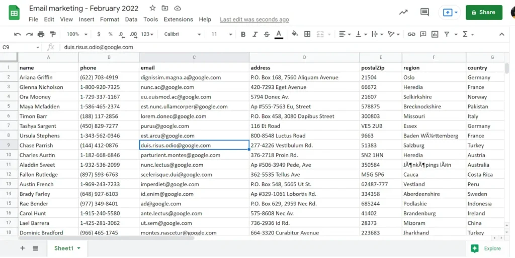 google sheet dataset