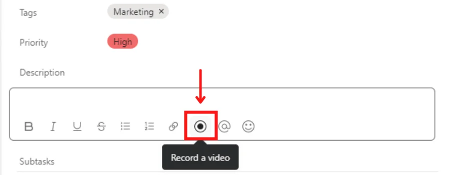 Record Video option