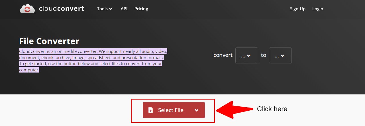 cloudconvert select file