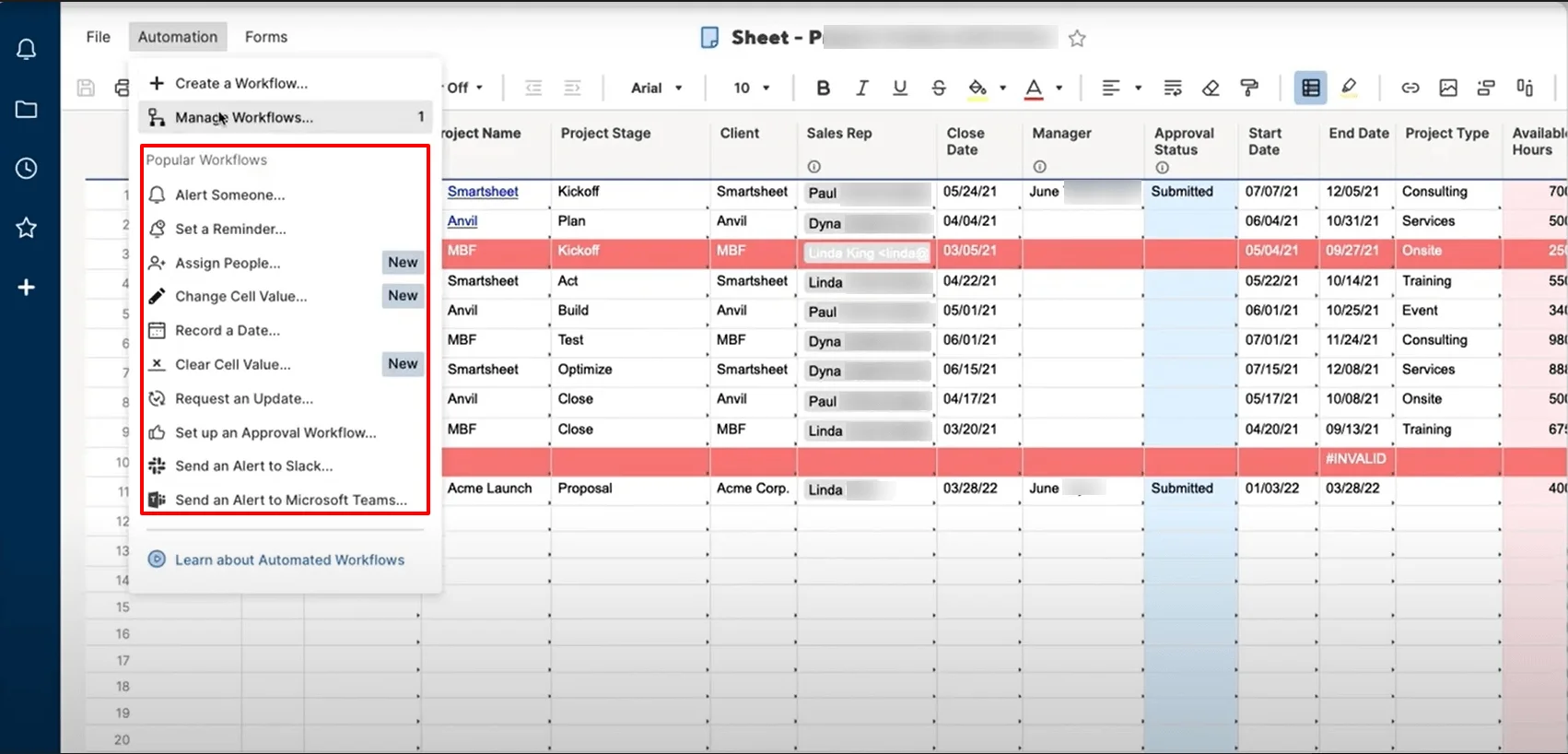 Smartsheet Features