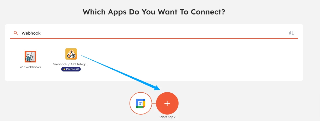 Selecting the primary and secondary app in Integrately.