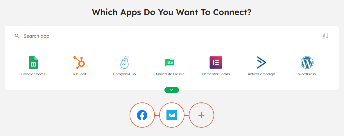 Integrately application connection page