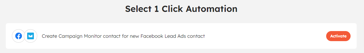 Integrately's Facebook Lead Ads + Campaign Monitor use case.