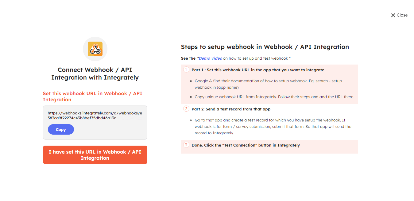 Webhook API connection