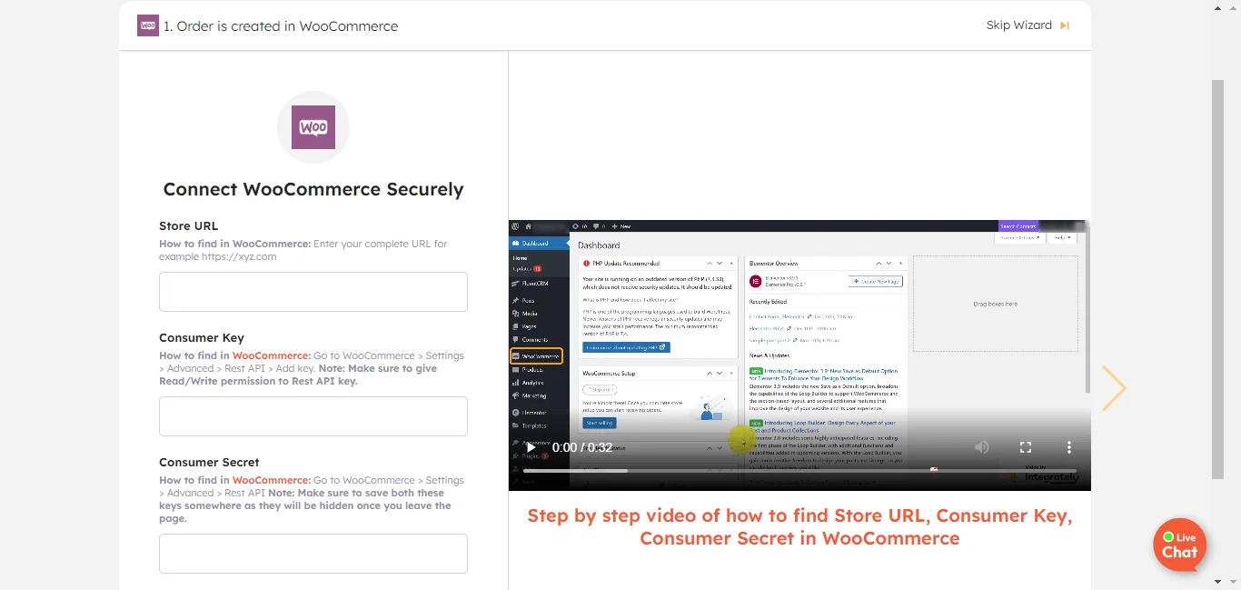 Securely connect your WooCommerce account with Integrately