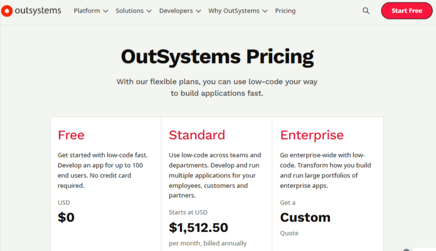 Outsystems pricing