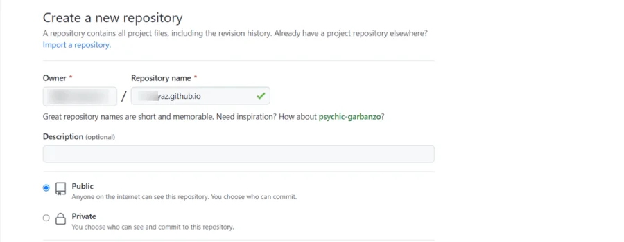 GitHub Create New Repository