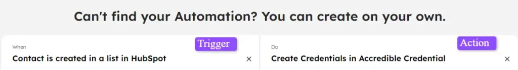Trigger and Automation for HubSpot + Accredible Credential