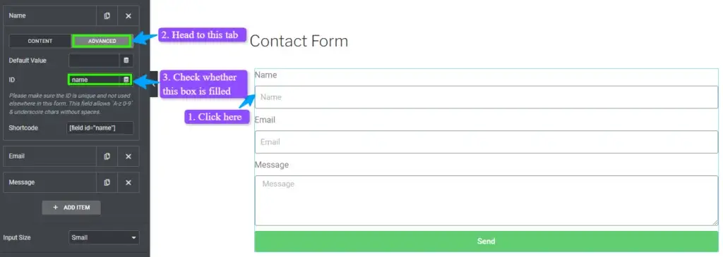 Elementor contact form