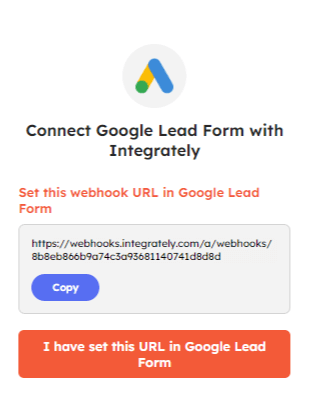Securely connect Google LEad Form with Integrately