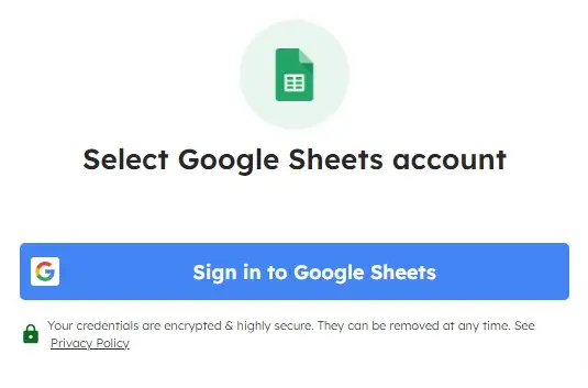 Securely connect Google Sheets account with Integrately