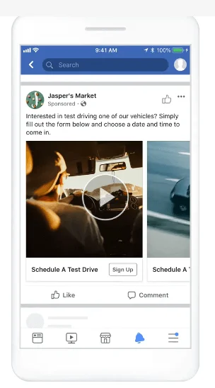 Facebook Lead Ads example