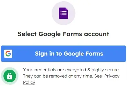 Google Form Account page