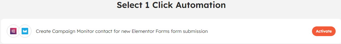 1-click automation for Elementor Forms + Campaign Monitor