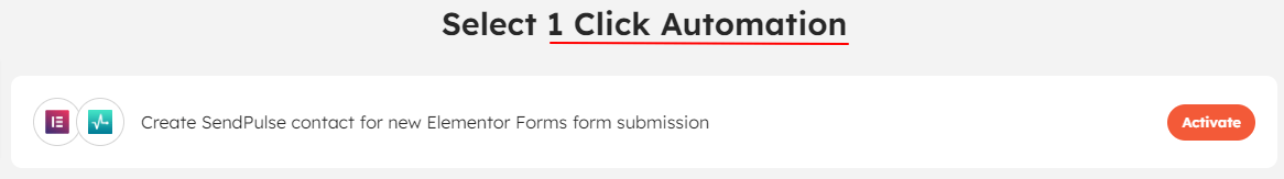 Elementor Forms + SendPulse 1 click automation