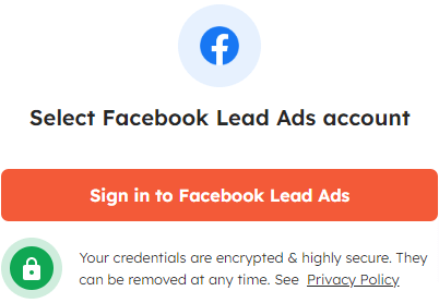 Sign in to Facebook Lead Ads for connecting it with Integrately