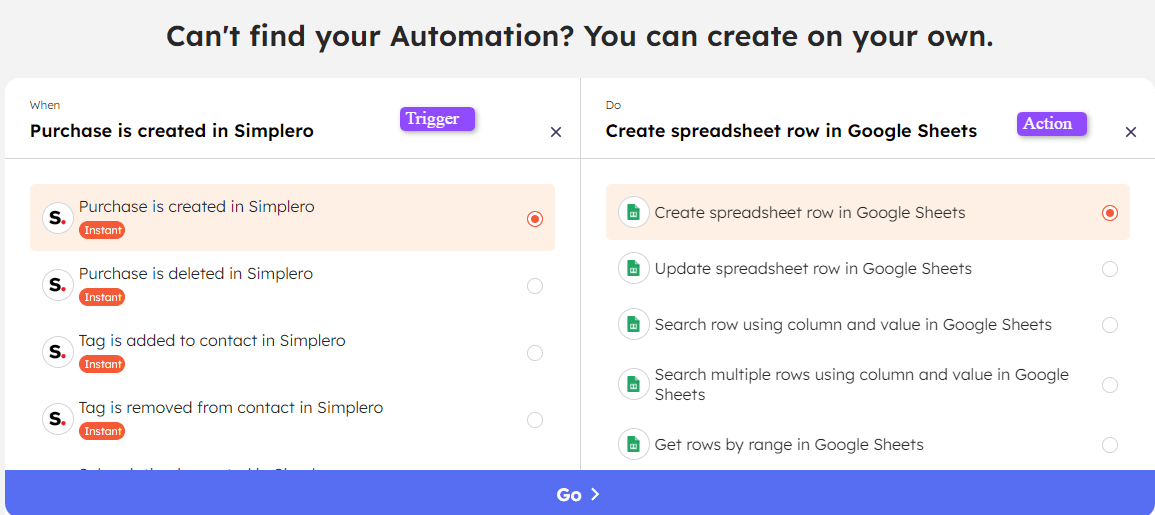  Setting up custom automation for Google Sheets + Seimplero integration using Integrately