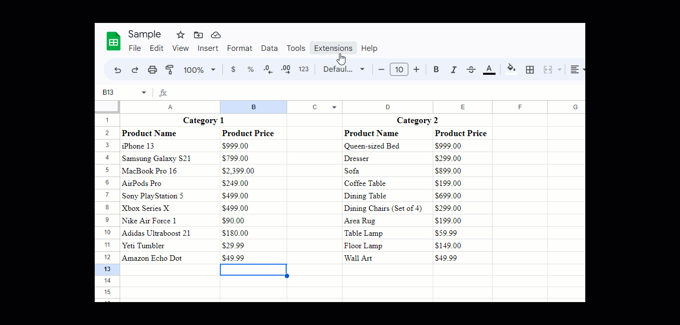 Step by step demonstration of recording a Macro in Google Sheets