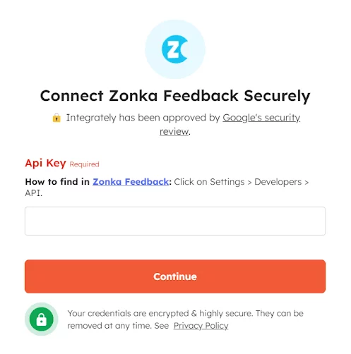 Connecting Zonka Feedback with Integrately