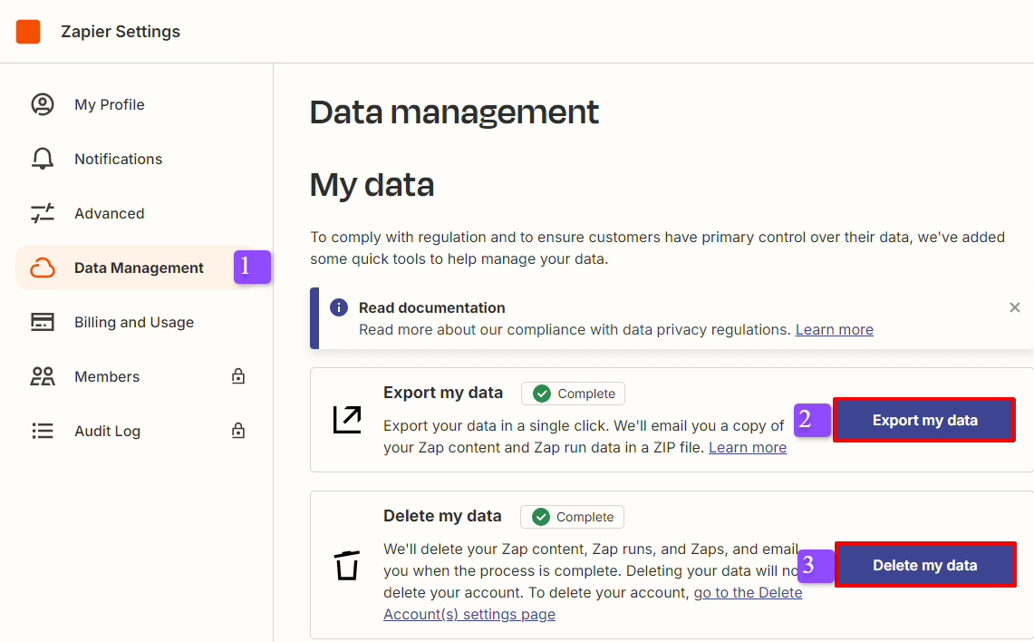 How to delete or export your Zapier data
            