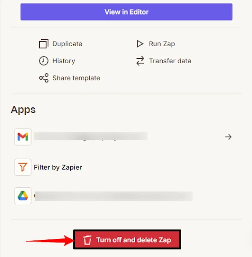 How to delete your Zap or workflow