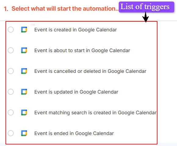 How to select trigger for ChatGPT and Google Calendar integration