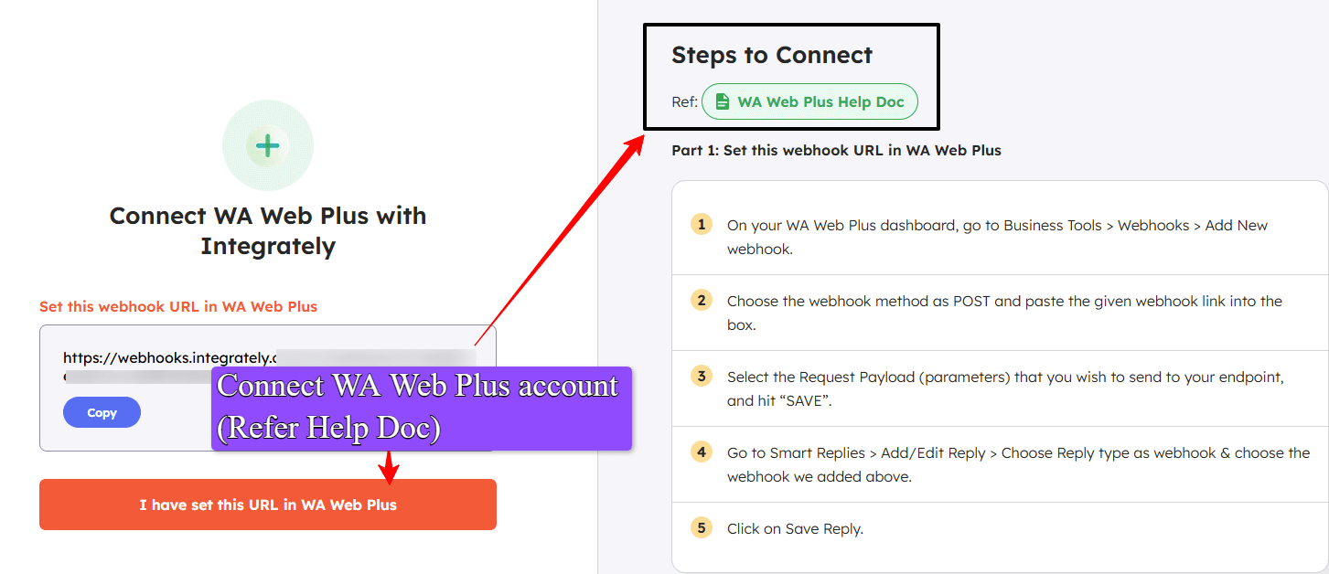 How to connect your WA Web Plus account On Integrately