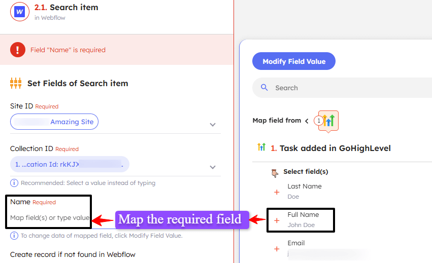 How to Map desired fields in Integrately 