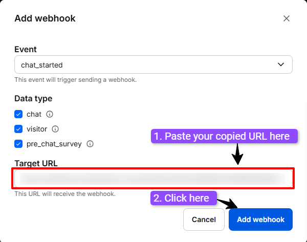 Where to paste webhook URL